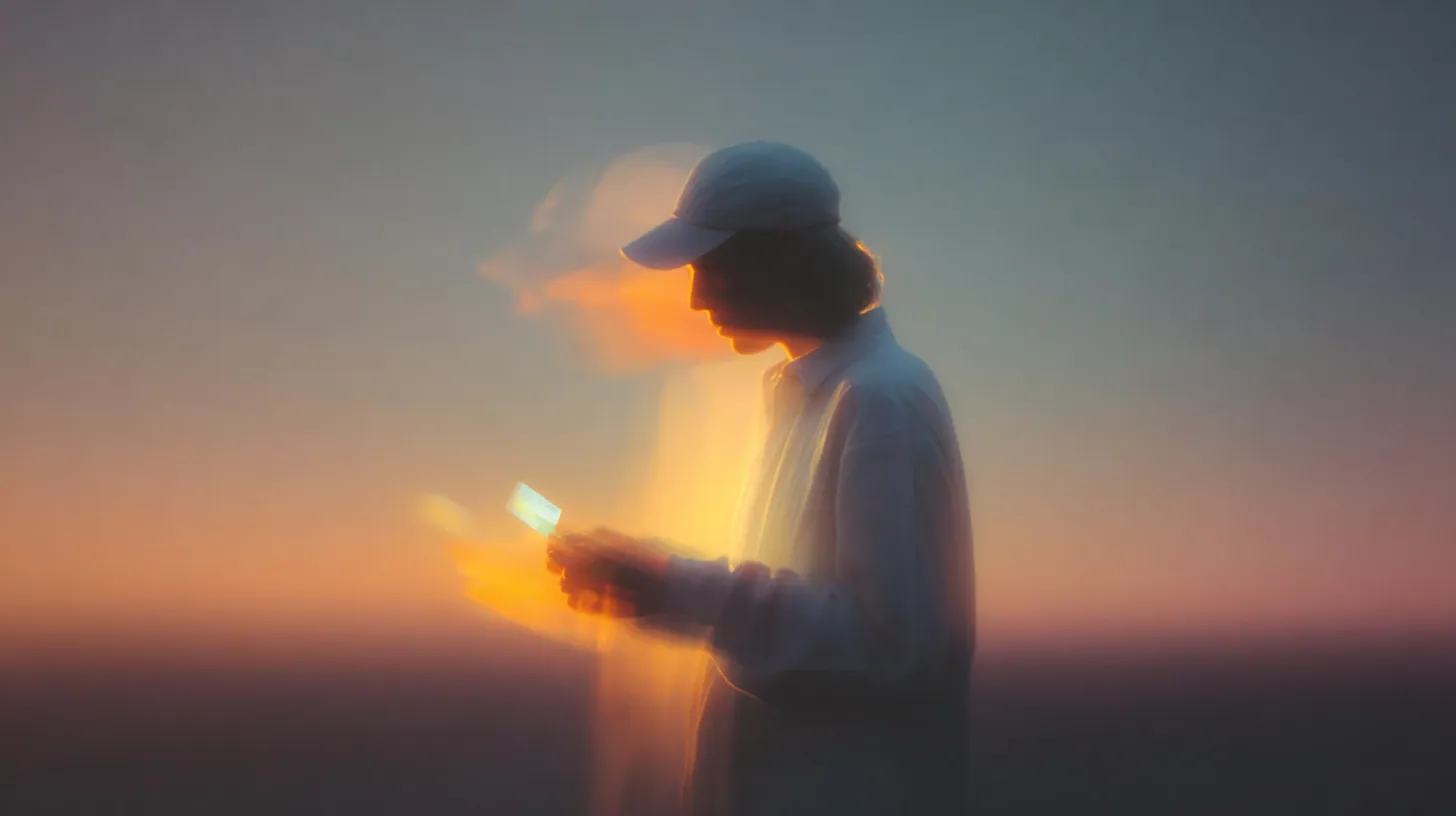 A member holds the glowing membership card at dusk.